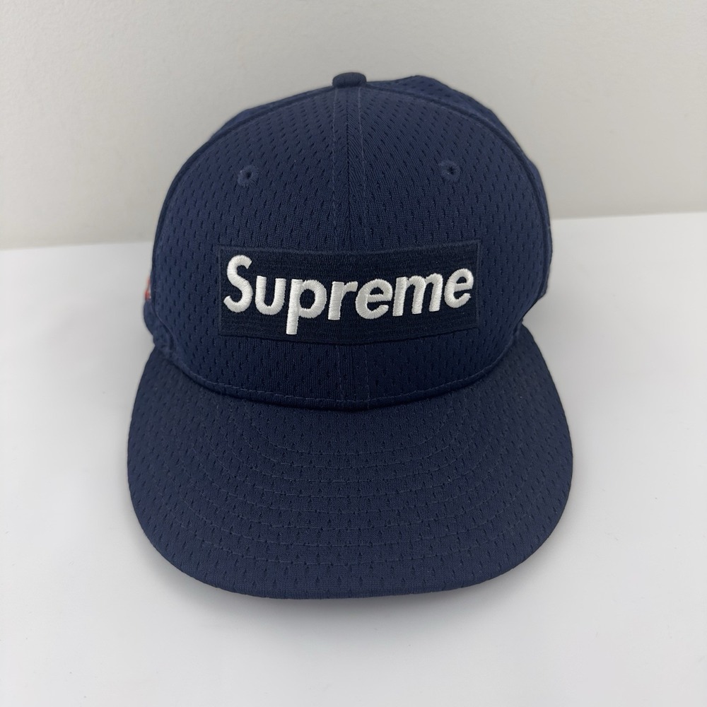Supreme New Era 59FIFTY Hat Size 7 1/8 Navy Blue‎ "World Famous 2018"